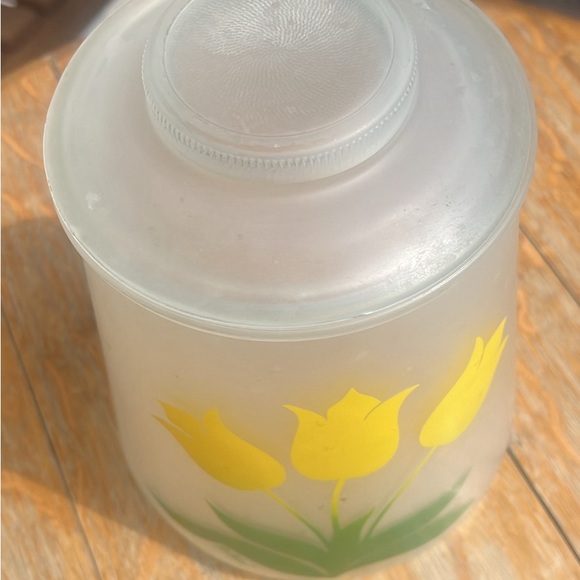 Vintage Bartlett Collins Pokee Yellow Tulip Frosted Glass Cookie Jar/Canister - Picture 4 of 10